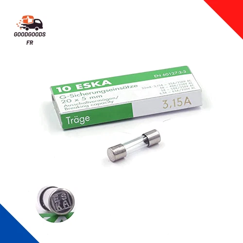 10X Fusible Temporisé (T) En Verre 3.15A / 250VAC 5X20Mm