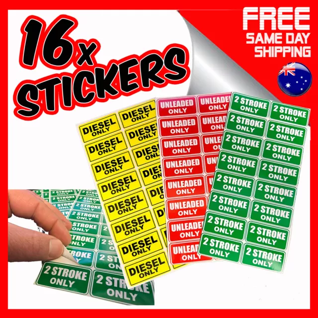 16 x  Diesel 2 Stoke Unleaded 4 Fuel Petrol Jerry Can Cans Stickers Sticker ⛽