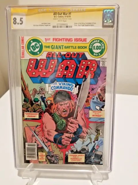 ALL OUT WAR #1 Signed by DICK AYERS CGC SS 8.5