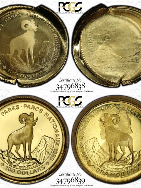 ER251 1985 unique mated pair of Canada Mint Error Rev. Die Cap Brockage Gold ER251 1985 unique mated pair of Canada Mint Error Rev. Die Cap Brockage Gold