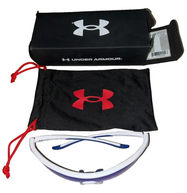 Under Armour Gametime Jr Semi-Rimless Shield Wrap Sunglasses White Blue UA7001/S