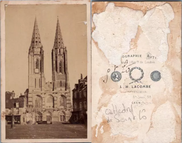 France, Saint Lô, cathédrale, circa 1870 Vintage CDV albumen carte de visite - L