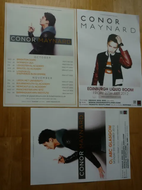 Conor Maynard - Collection of 3 UK tour live music band show concert gig posters