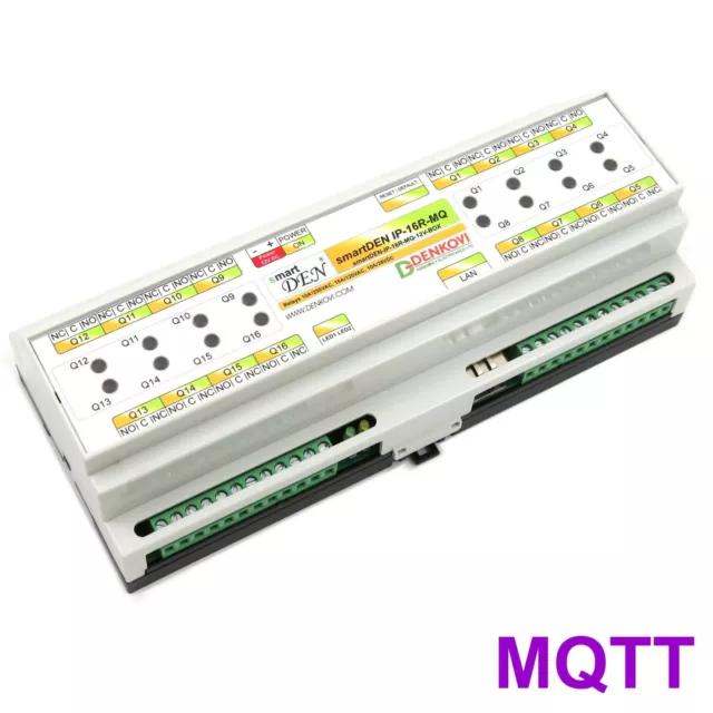 smartDEN MQTT 16 channels Ethernet Relay Module - DIN Rail Box