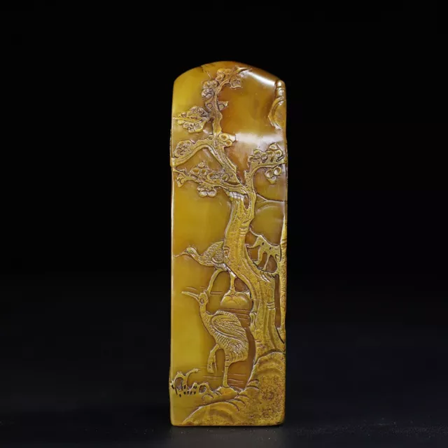 Chinese Natural Shoushan Stone Hand-carved Exquisite Flower and Bird Seal 19673