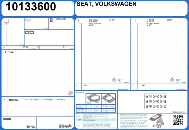 Cylinder Head Bolt Set VOLKSWAGEN GOLF V5 10V 2.3 150 AGZ (10/1997-2/2001) 2