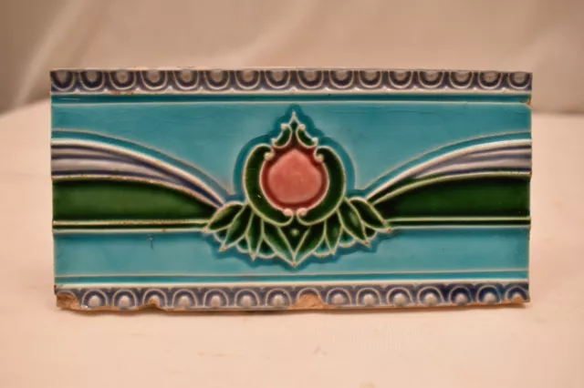 Antique Japan Tile Majolica Art Nouveau Floral Border Tile Design Architectur"15
