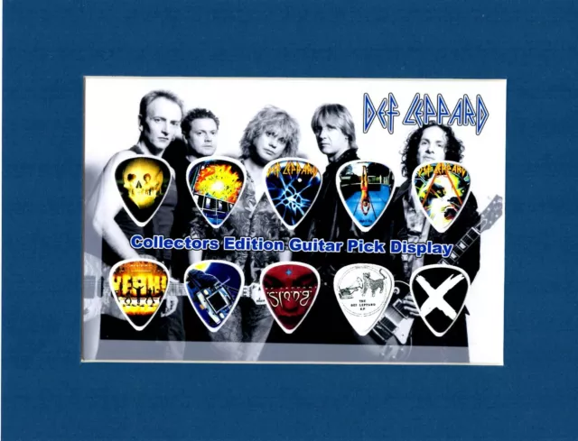 Def Leppard Matted Picture Guitar Pick Set Collectors Pour Some Sugar On Me