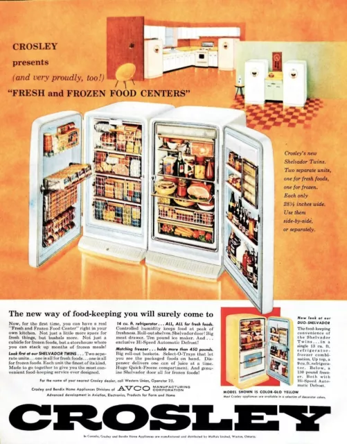 CROSLEY REFRIGERATOR FREEZER ad vintage 1956 original advertisement £11 ...