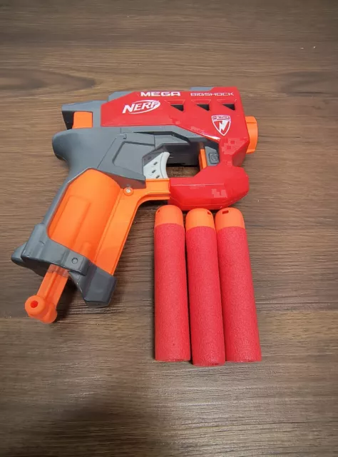 Nerf N-Strike Mega Bullet Big Shock Blaster Soft Dart Toy Gun Big Dart +3 Darts