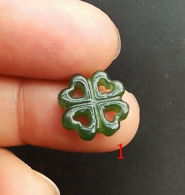 Clover,flower,Good lucky Natural Green Nephrite Jade stone pendants,drop,beads