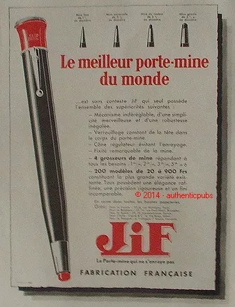 Publicite Jif Meilleur Porte Mine Du Monde Crayon Stylo De 1932 French Ad Pen