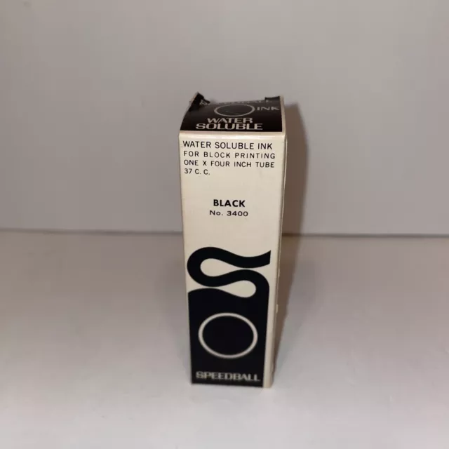 Tubo base de aceite de tinta vintage hecho en EE. UU. NEGRO No. 3400 nuevo en caja