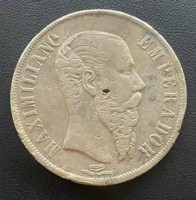 1866-Mo Mexico Empire Maximiliano Silver Peso, KM 388.1, Low Mintage Silver Peso 1866-Mo Mexico Empire Maximiliano Silver Peso, KM 388.1, Low Mintage Silver Peso