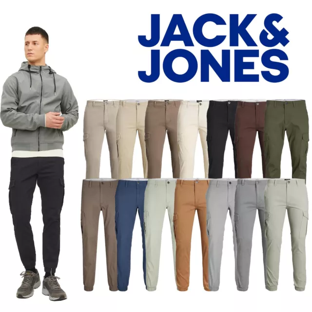 Jack & Jones Men's Cuffed Cargo Pants Slim Fit Tapered Leg Casual Combat Trouser