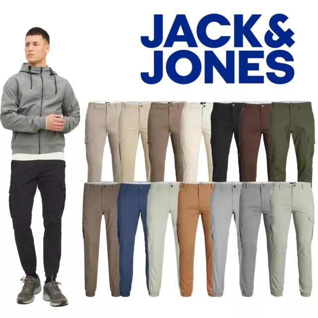 Jack & Jones Men's Cuffed Cargo Trousers Slim Fit Casual Combat Bottom  28W-36W