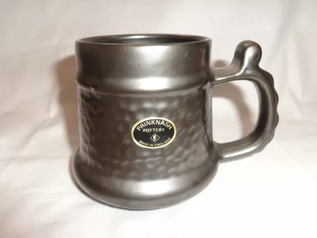 Vintage Prinknash Abbey Pottery Tankard 9cm Mug Gun Metal Pewter Glaze UK, vgc