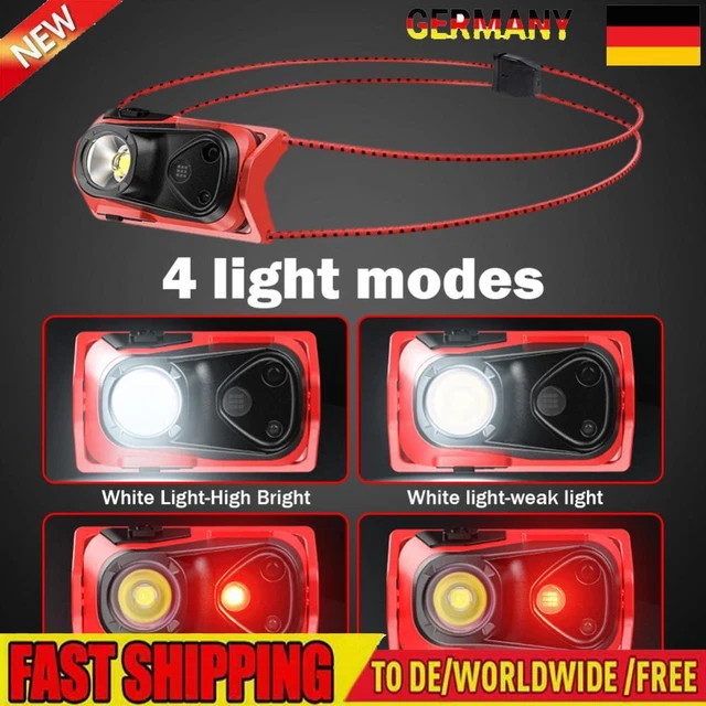 Wiederaufladbare Stirnlampe 4 Modi XPG-Stirnlampe für Notfälle im Freien (Rot)