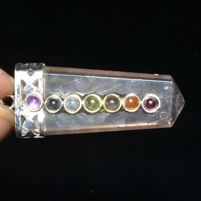 42MM long Natural Smoky Quartz 7 Chakra Healing Pendant Crystal Set Divine Vibes