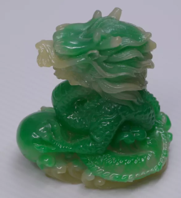 Vintage Green Faux Jade Chinese Dragon Figurine, Resin, Plastic?