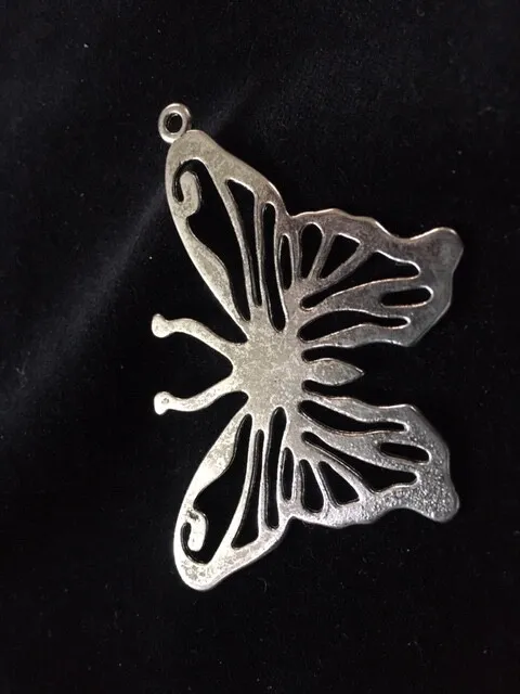 20 x Tibetan Style Silver-tone Butterfly Pendant Charms 60 x 40 mm