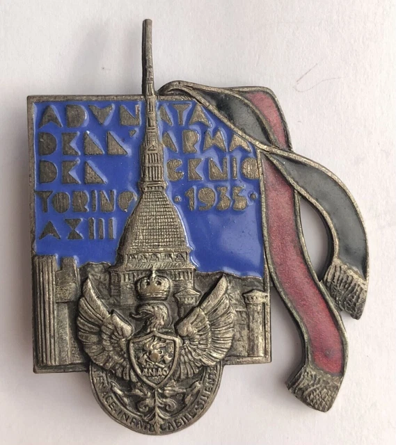 DISTINTIVO ADUNATA DELL'ARMA del Genio Torino 1935 Anno XIII ANAG EUR
