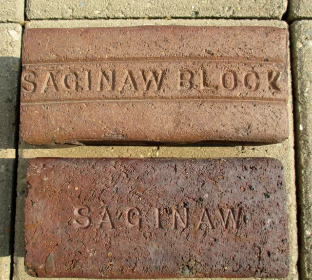 TWO Antique Bricks ~ Saginaw Block & Brick 1894 - 1917 Historical & Collectible