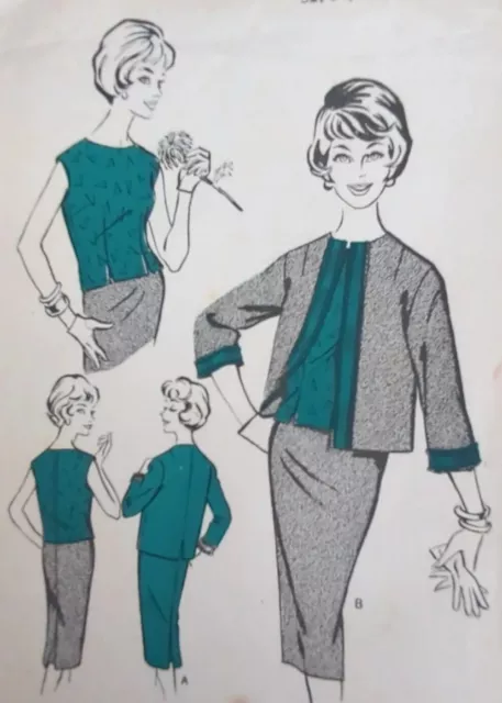 2x Vintage 1950s Leach-Way 14275/215 Suit & Blouse Sewing Patterns Bust 34"