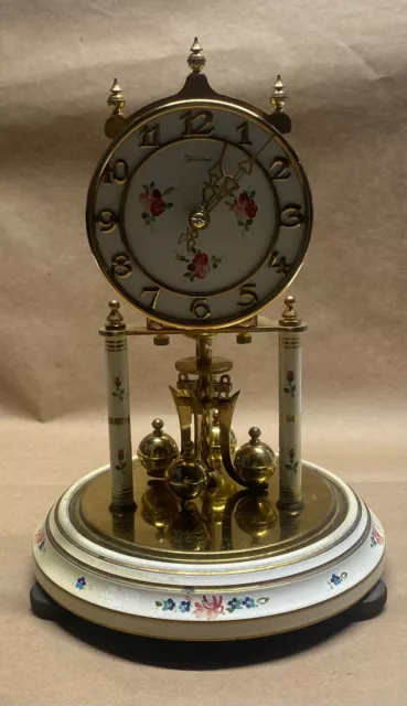 400 Day BECKEN Treasureland Anniversary Clock complete & working FLORAL PATTERN