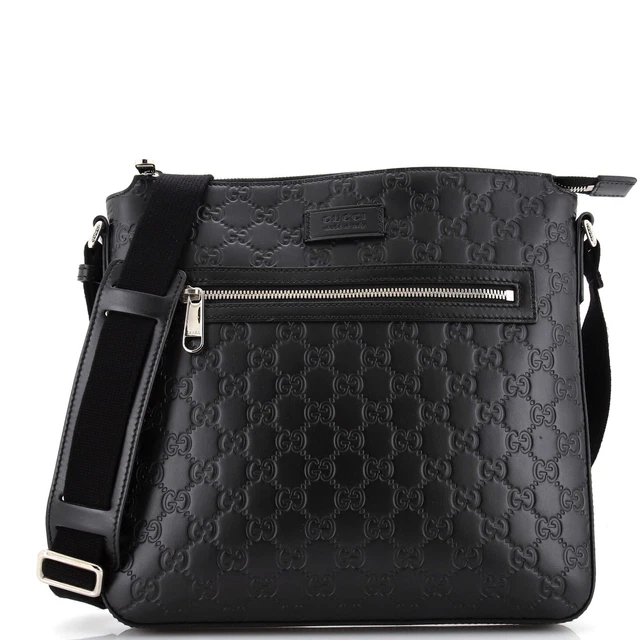 Gucci Signature Zip Messenger Bag Guccissima Leather Medium Black Gucci Signature Zip Messenger Bag Guccissima Leather Medium Black