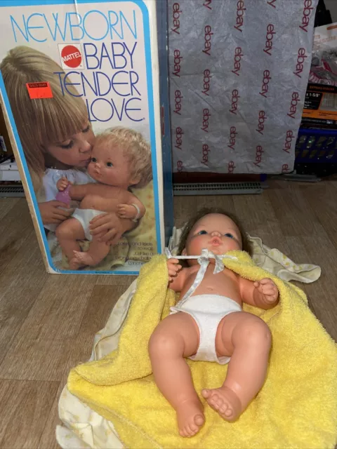 Mattel Newborn Baby Tender Love 13" Doll in Box 1973l Blanket And Towel