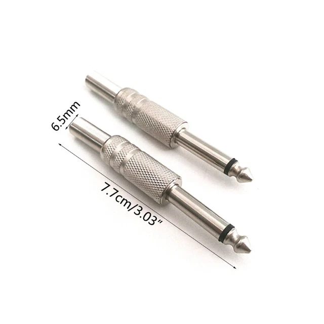 10Pcs 1/4" Mono o 6.35mm Metal Male Monaural o Cable Connector Plug 2