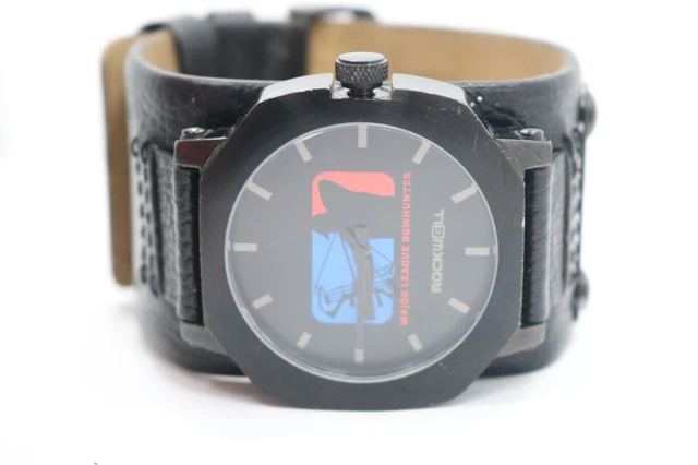 Rockwell Men's Assassin Watch ML Bowhunter Leather Cuff Black New Battery