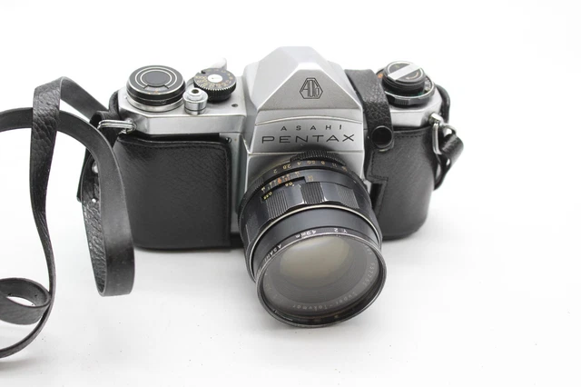 F Vintage Asahi Pentax SV con lente Super-Takumar 2.0 55 mm en estuche