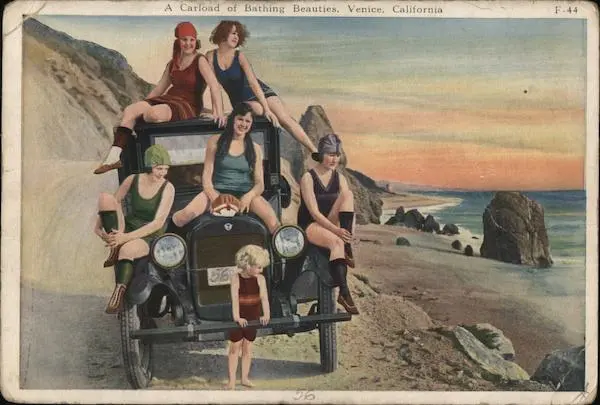 Venice,CA Carload of Bathing Beauties Los Angeles County California Postcard