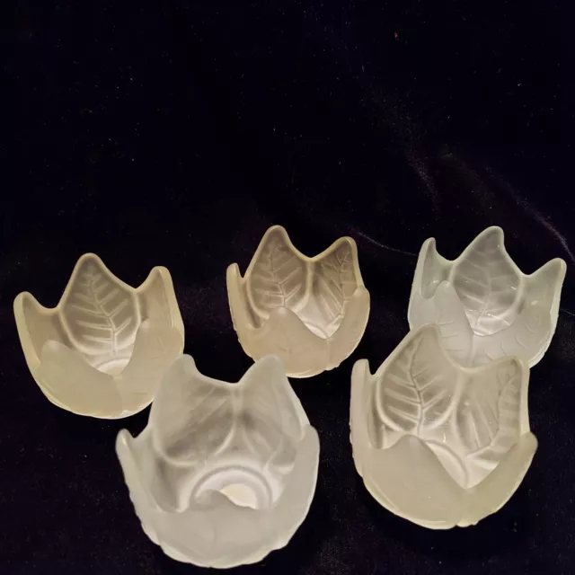 PartyLite 5 Frosted Lotus Blossom  Candle Holders P0290