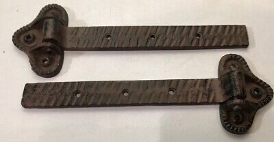 Pair 9 1/2" Vtg Style New Repro Strap Hinges Cast Iron Door Gate Shed Cabinet