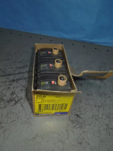 3- Square D QO320 20A 3p 240V Clip-on Breaker New Surplus