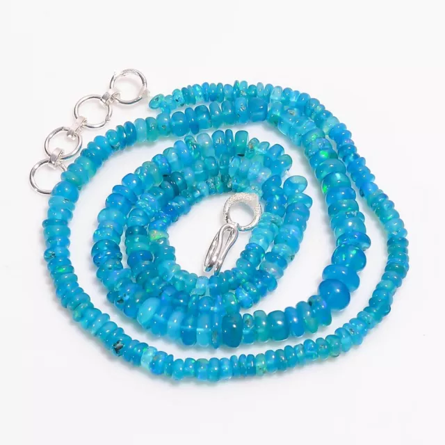 Natürliche neonblaue äthiopische Opal-Rondelle, glatte Perlen, 2 x 2,5 x 3...