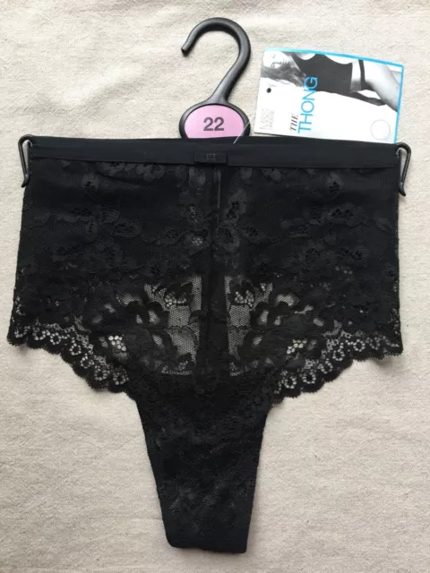 Marks & Spencer M&S Lingerie Black Lace Bow The Thong Brief 22 Eur 50 XL