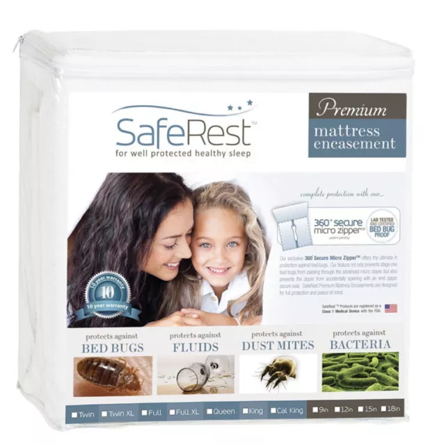 SafeRest Twin Size Saferest Premium Mattress Encasement Mattress Protector