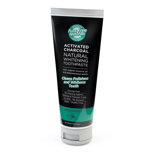 ^ Essenzza Activated Charcoal Natural Whitening Toothpaste Spearmint 113g