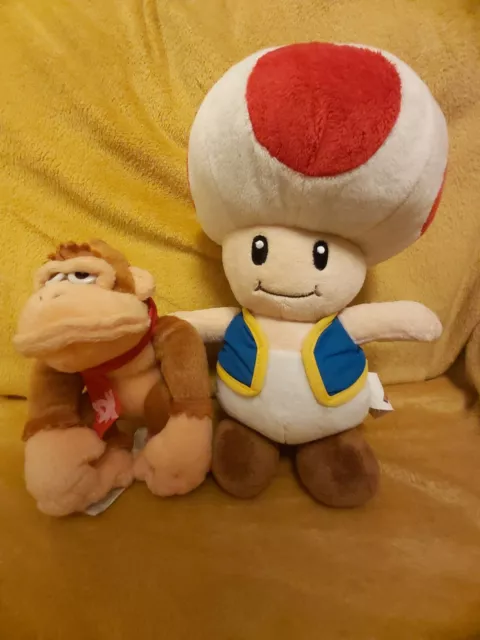 Nintendo Super Mario Soft Toys Bundle Lot - Donkey Kong & Toad Plush