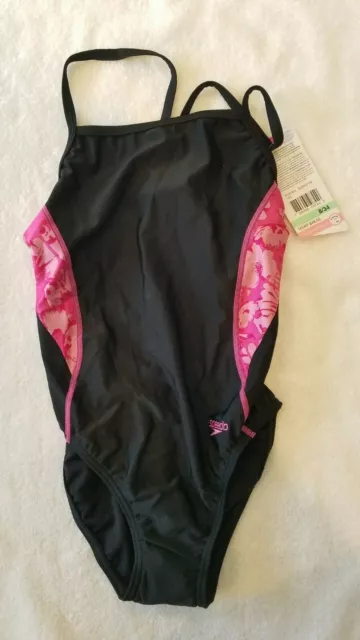 Speedo Breaststroke 4 Hope Suit (Black/Hot Pink - Size 34)