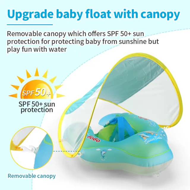 Baby Swimming Float With Canopy Inflatable Infant Floating Ring Kids Swim Pool A