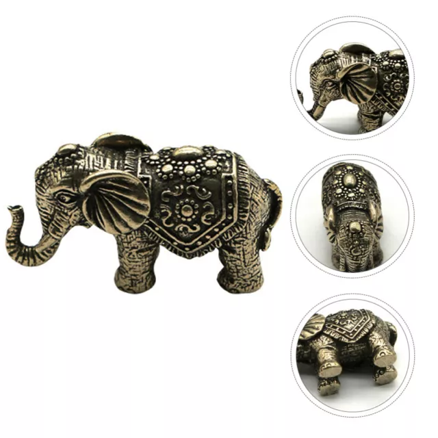 Desktop Elephant Ornament Brass Craft Adornment Tablescape Decor Solid
