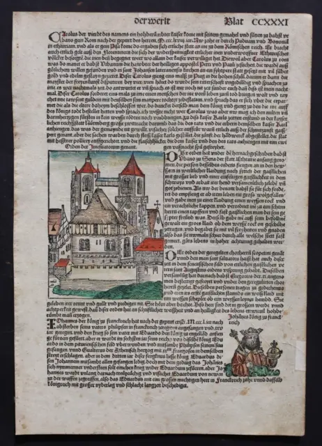 Inkunabel,Schedel Weltchronik,Koloriert,Deutsche Ausgabe Blatt Ccxxxi ,1493,Rar