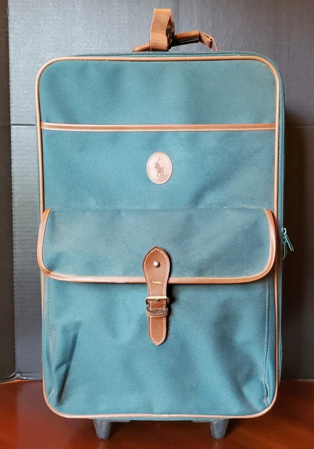 Vtg  Polo Ralph Lauren Canvas Luggage Carry-On Rolling Suitcase