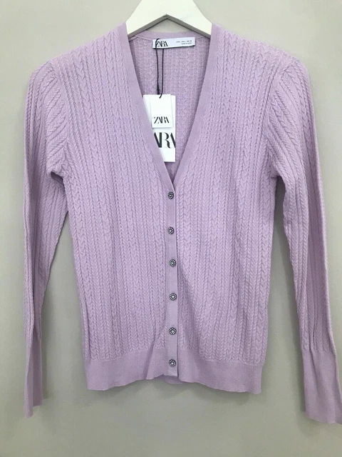 Cardigan Sweaters Zara Lilac Cardigan New Zara Women Jewel Flower