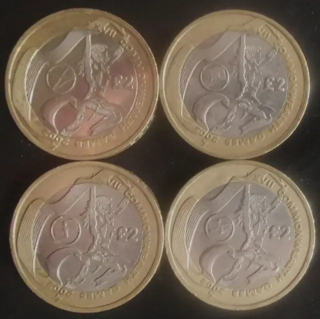 £2 Coin Commonwealth Games Set Eng, Scot, Wales and Northern Ireland circulated